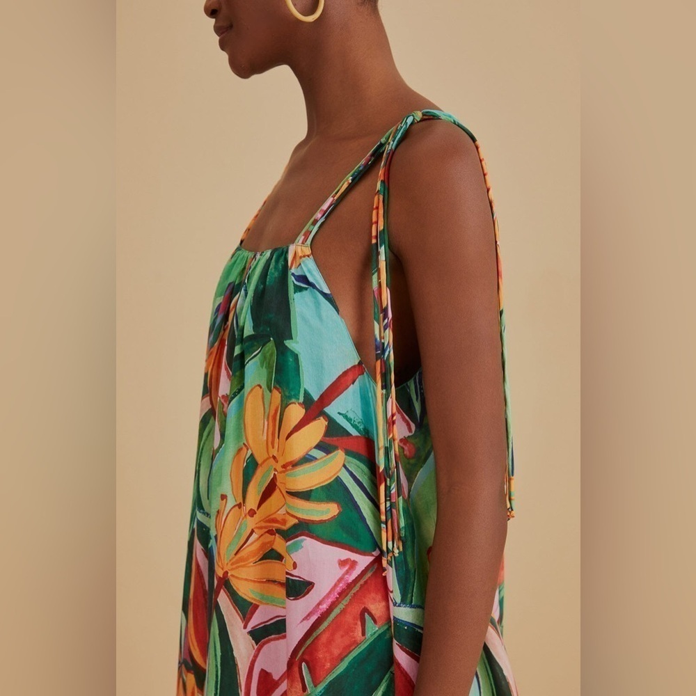 New! Farm Rio Multicolor Banana Foliage Midi Dress ๐๐บ XS NWT! - Picture 4 of 16